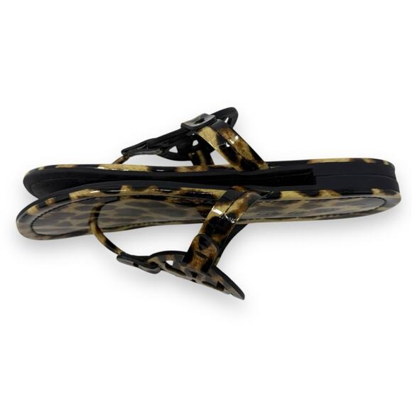 Tory Burch Patent Leather Leopard Slip On Miller Thong Sandal Black 7 Women’s - Picture 8 of 13